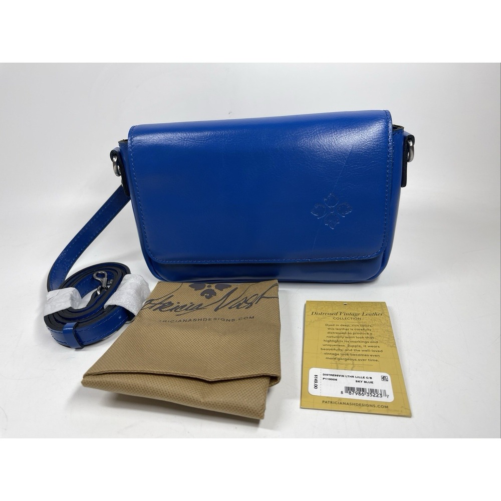 PATRICIA NASH LILLE Sky Blue LEATHER CROSSBODY BAG Read